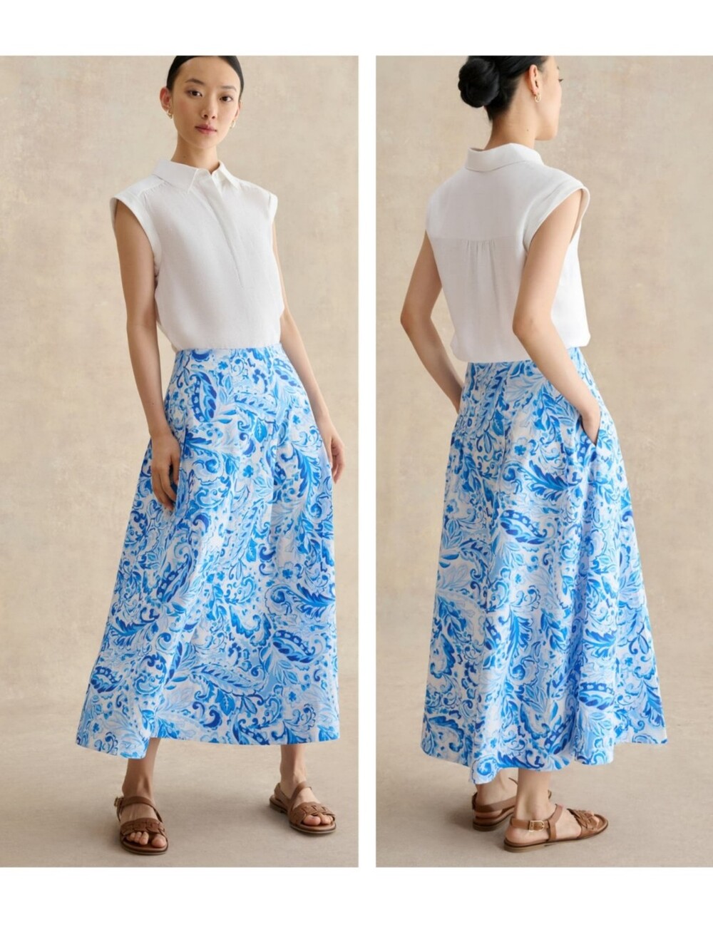 Hobbs London MidiAntonella Paisley Print Midi Skirt Size 4